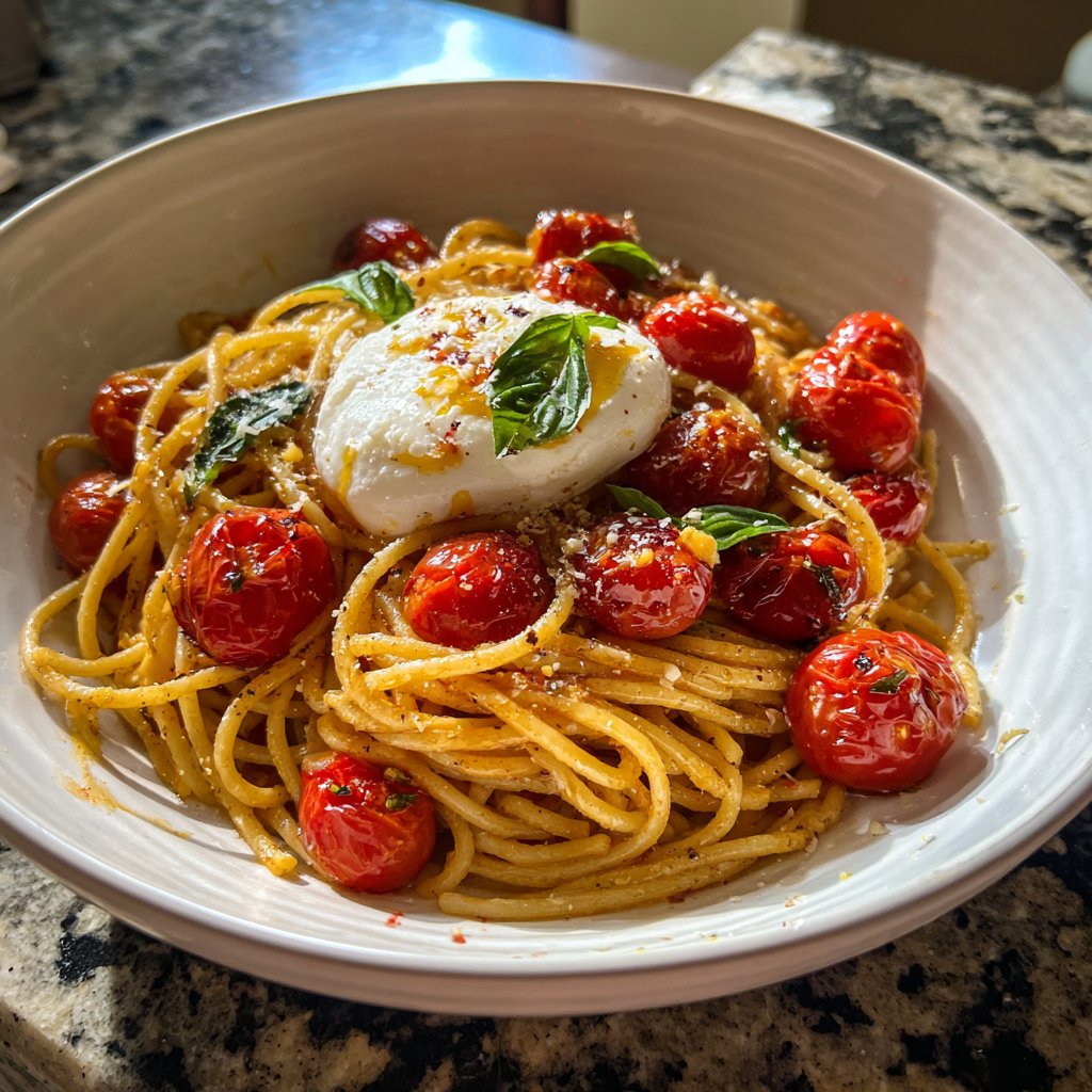 Spaghetti mit Kirschtomaten und Burrata