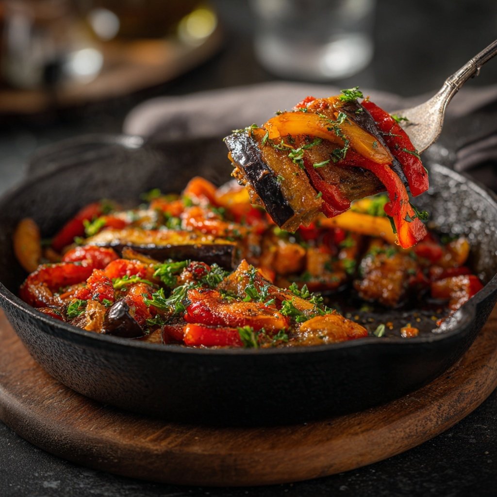 Vegetarische Auberginen Pfanne