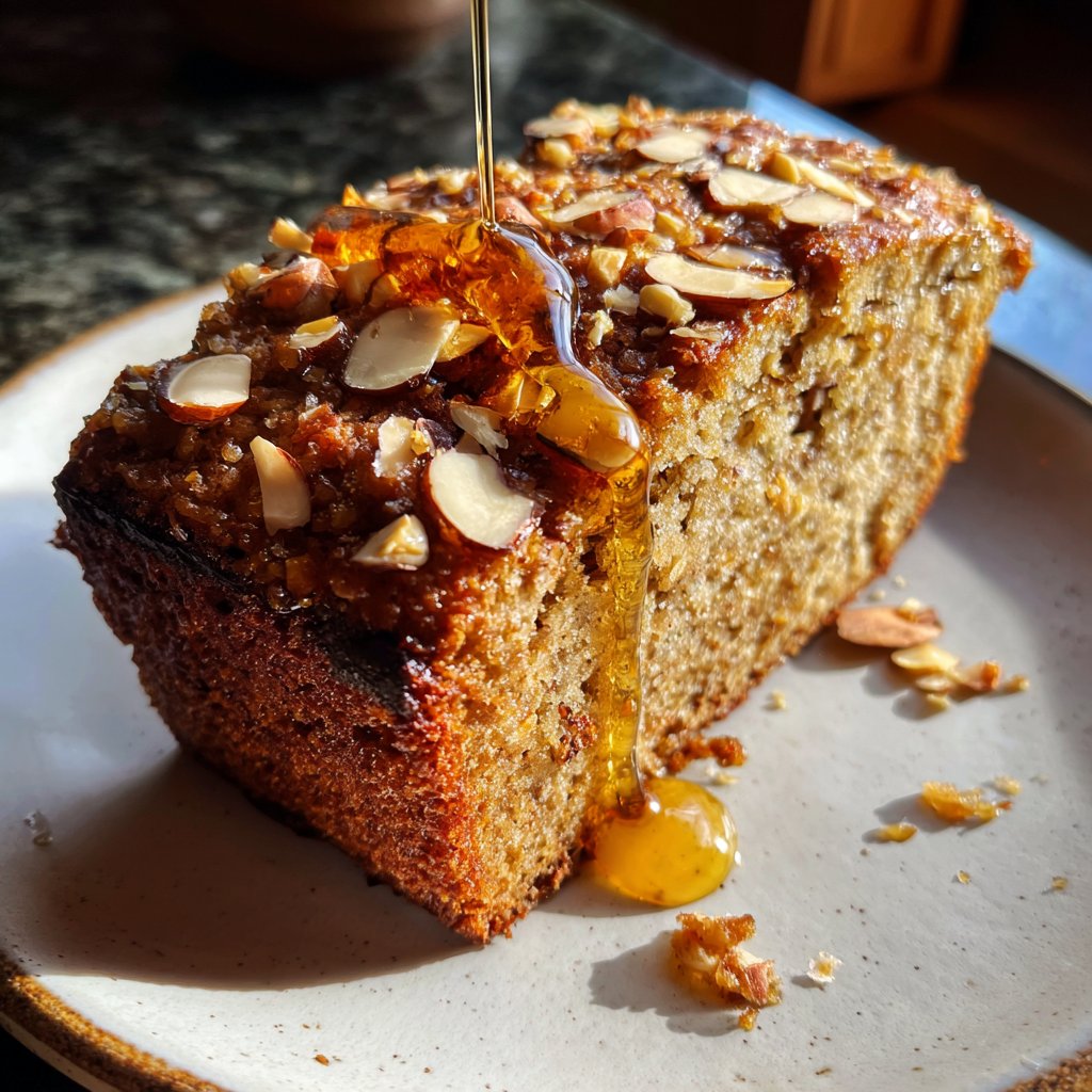 Bananenbrot mit Mandelstückchen und Honig
