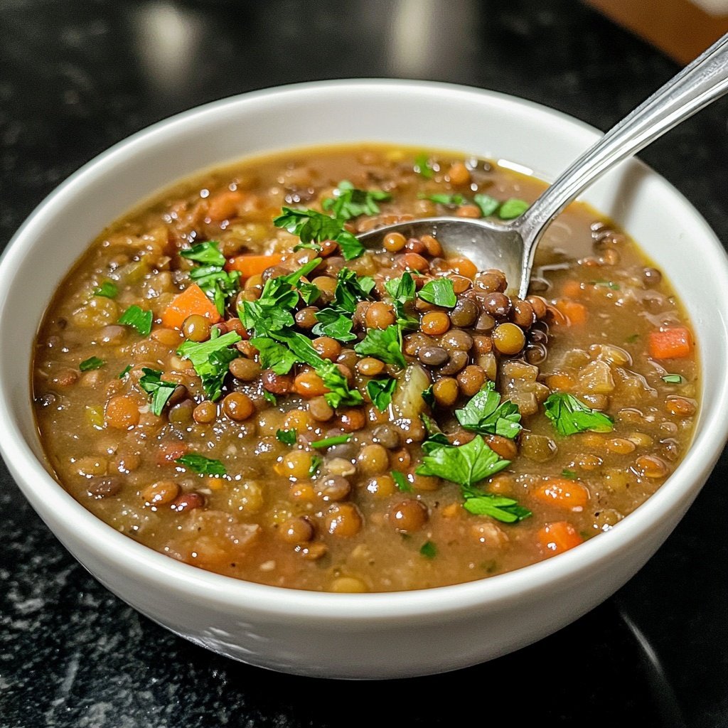 Linsensuppe mit Petersilie