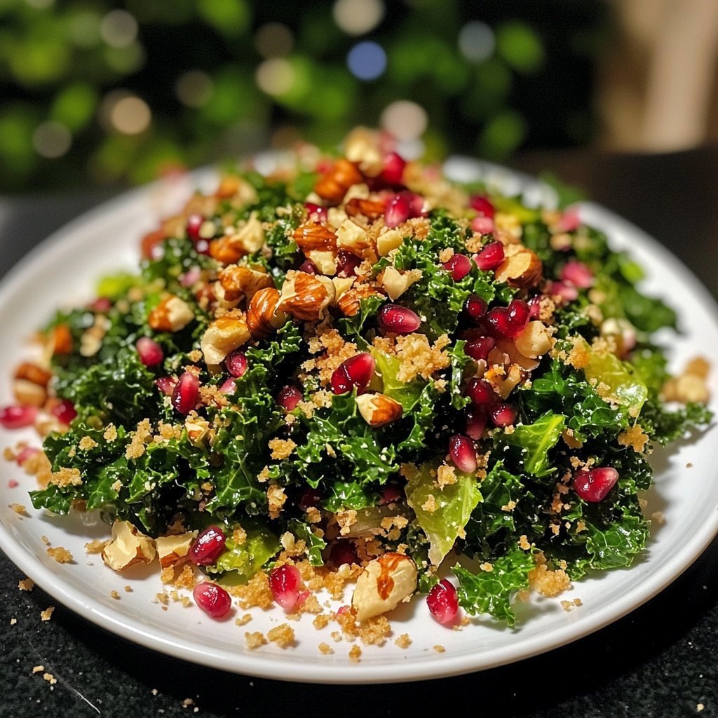 Grünkohlsalat mit Granatapfel und Walnüssen