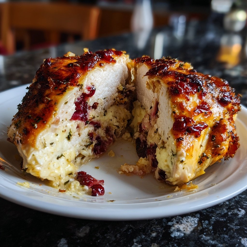 Cranberry-Brie-gefülltes Hähnchen